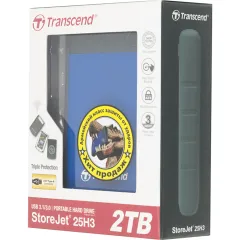 Жесткий диск Transcend USB 3.0 2Tb TS2TSJ25H3B StoreJet 25H3 (5400rpm) 2.5" синий
