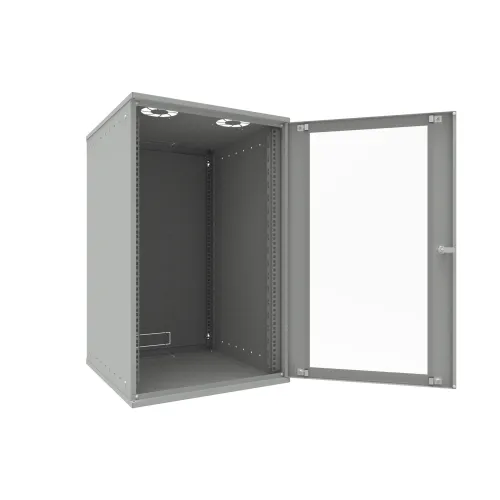 Шкаф телекоммуникационный настенный 18U, 523х600х866мм серия LITE (стеклянная дверь)