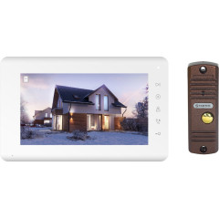 Mia Kit (White) Комплект бюджетного домофона: монитор 7" Mia и вызывная панель Walle+ (медь). Монитор: цветной, TFT LCD 7" 800х480, PAL/NTS, Hands-Free. Питание 220В (встроенный БП)