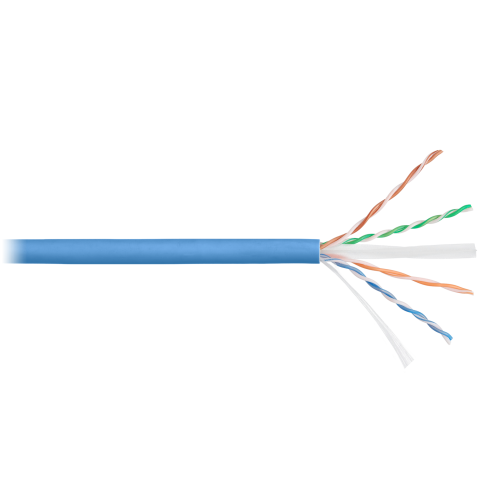 Кабель NIKOLAN U/UTP 4 пары, Кат.6a, одножильный, BC (чистая медь), 23AWG (0,57мм), внутренний, LSZH нг(А)-HFLTx, голубой, 500м