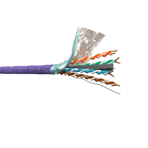 Кабель F/UTP4 (FTP4) cat.6a NETKO, 4 пары 23 AWG BC, нг(А)-HF LSZH, indoor, 305м