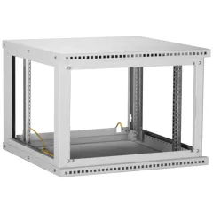 Настенный разборный шкаф TLK 19", 6U, стеклянная дверь, Ш600хВ303хГ450мм, 1 пара монтажных направляющих, серый