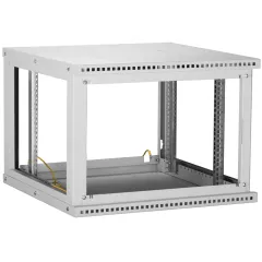 Настенный разборный шкаф TLK 19", 9U, стеклянная дверь, Ш600хВ436хГ450мм, 1 пара монтажных направляющих, серый