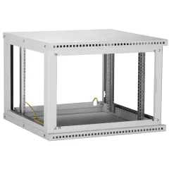Настенный разборный шкаф TLK 19", 9U, стеклянная дверь, Ш600хВ436хГ600мм, 2 пары монтажных направляющих, серый