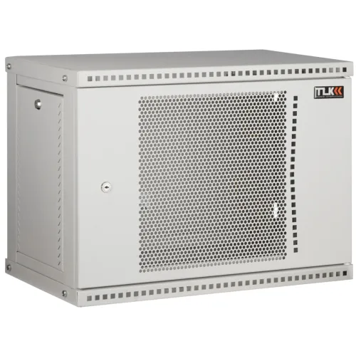 Настенный разборный шкаф TLK 19", 12U, перфорированная дверь, Ш600хВ569хГ600мм, 2 пары монтажных направляющих, серый
