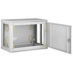 Настенный разборный шкаф TLK 19", 12U, перфорированная дверь, Ш600хВ569хГ600мм, 2 пары монтажных направляющих, серый