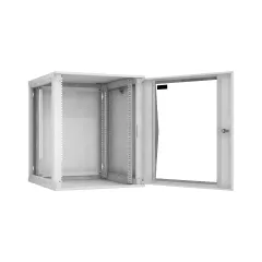 Настенный разборный шкаф TLK 19", 15U, стеклянная дверь, Ш600хВ703хГ600мм, 2 пары монтажных направляющих, серый