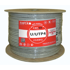Кабель U/UTP4 cat.6a NETKO, 4 пары 23 AWG BC, PVC, indoor, 305м