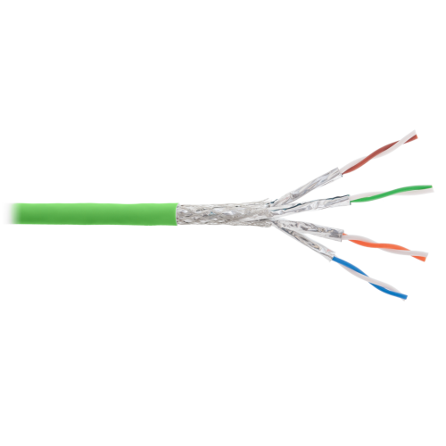 Кабель NIKOLAN S/FTP 4 пары, Кат.7 (Класс F), тест по ISO/IEC, 600МГц, одножильный, BC (чистая медь), 23AWG (0,56мм), внутренний, LSZH нг(А)-HFLTx, са