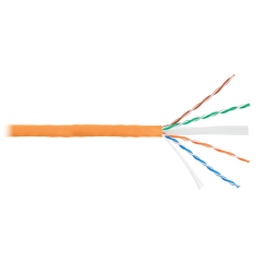Кабель NIKOLAN U/UTP 4 пары, Кат.6 (Класс E), тест по ISO/IEC, 250МГц, одножильный, BC (чистая медь), 23AWG (0,55мм), внутренний, LSZH нг(А)-HFLTx