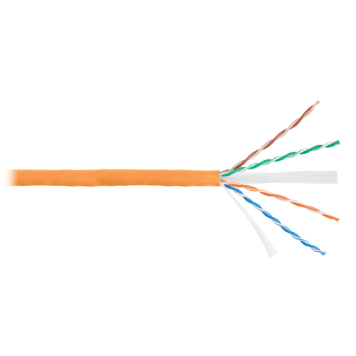 Кабель NIKOLAN U/UTP 4 пары, Кат.6 (Класс E), тест по ISO/IEC, 250МГц, одножильный, BC (чистая медь), 23AWG (0,55мм), внутренний, LSZH нг(А)-HFLTx
