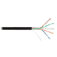 Кабель NIKOLAN U/UTP 4 пары, Кат.6 (Класс E), тест по ISO/IEC, 250МГц, одножильный, BC (чистая медь), 23AWG (0,57мм), внешний, PE до -60С, черный, 305