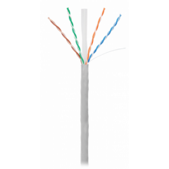 Кабель NETLAN U/UTP 4 пары, Кат.6 (Класс E), 250МГц, одножильный, BC (чистая медь), внутренний, PVC нг(B), серый, 305м