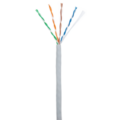 Кабель NETLAN U/UTP 4 пары, Кат.5e (Класс D), 100МГц, одножильный, BC (чистая медь), внутренний, PVC нг(B), серый, 100м