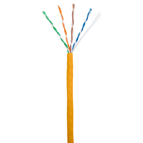Кабель NETLAN U/UTP 4 пары, Кат.5e (Класс D), 100МГц, одножильный, BC (чистая медь), внутренний, LSZH нг(B)-HF, оранжевый, 100м