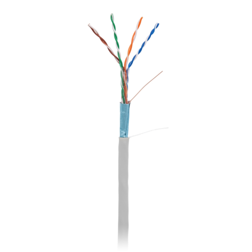 Кабель NETLAN F/UTP 4 пары, Кат.5e (Класс D), 100МГц, одножильный, BC (чистая медь), внутренний, PVC нг(B), серый, 305м