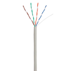 Кабель NETLAN U/UTP 4 пары, Кат.5e, 100МГц, одножильный, CCA (омедненный алюминий), внутренний, PVC нг(B), серый, 305м