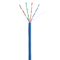 Кабель NETLAN U/UTP 4 пары, Кат.5e, 100МГц, одножильный, CCA (омедненный алюминий), внутренний, PVC нг(B), синий, 305м