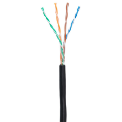 Кабель NETLAN U/UTP 4 пары, Кат.5e (Класс D), 100МГц, одножильный, BC (чистая медь), внешний, PE до -40C, черный, 100м