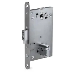 Врезной электромеханический замок с контактным устройством, нормально закрытый, межцентровое расстояние 85 мм