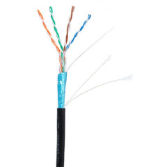 Кабель NETLAN F/UTP 4 пары, Кат.5e (Класс D), 100МГц, одножильный, BC (чистая медь), внешний, PE до -40C, черный, 100м