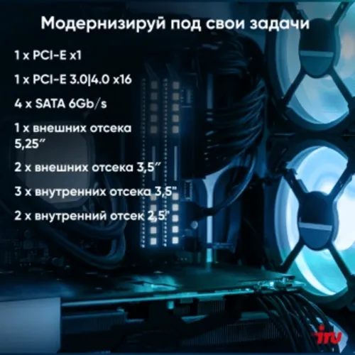 ПК IRU Home 310H6SE MT i3 12100 (3.3) 16Gb SSD1Tb UHDG 730 Free DOS GbitEth 400W черный (1994647)