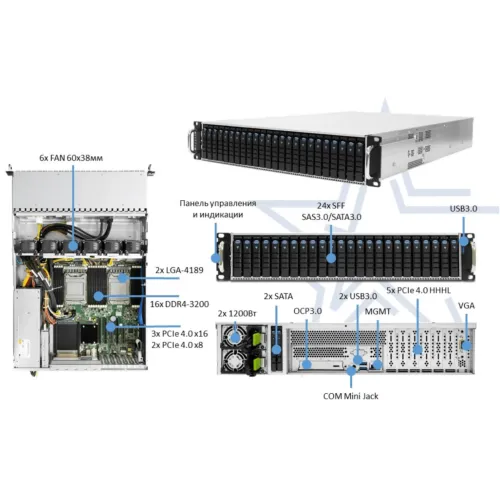 Серверная платформа Иридиум ИР-224Х , 2U, 2xScalable Gen3, DDR4, 24хSFF, 2xSFF