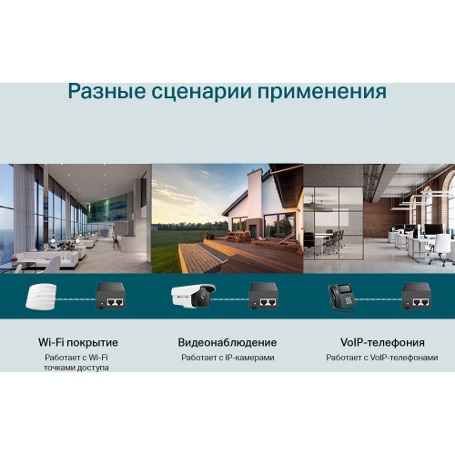 Инжектор PoE+ TP-Link POE160S 10/100/1000BASE-T 30Вт 100-240В(АС)