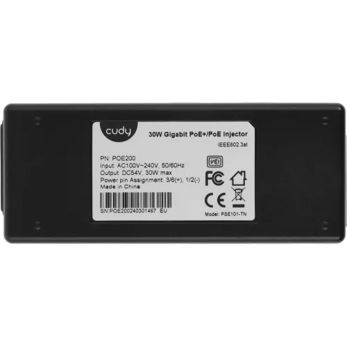 Инжектор PoE Cudy POE200 10/100/1000BASE-T 30Вт 54В(DC)