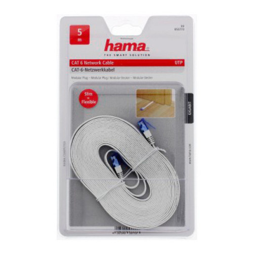 Патч-корд Hama UTP 4 пары cat.6 5м белый RJ-45 (m)-RJ-45 (m) (00053773)