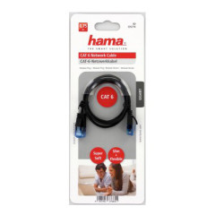 Патч-корд Hama Slim-Flexible UTP 4 пары cat.6 0.75м черный RJ-45 (m)-RJ-45 (m) (00135774)