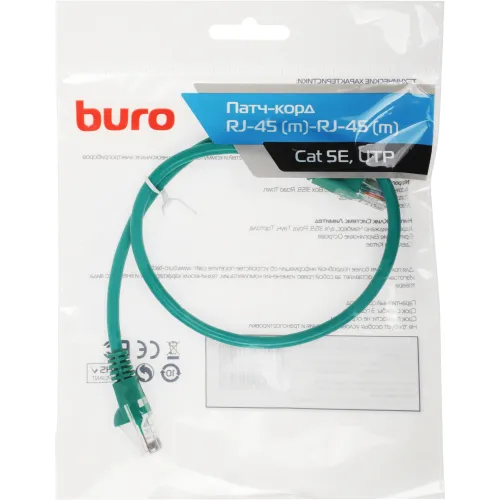 Патч-корд Buro UTP 4 пары cat.5E CCA molded 0.5м зеленый RJ-45 (m)-RJ-45 (m) (UTP-5E-0,5M-GR)
