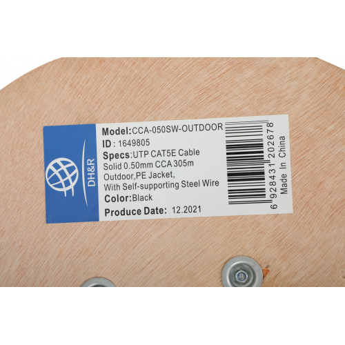 Кабель сетевой Ningbo 1Гбит/с UTP 4 пары cat.5E solid 0.5мм CCA molded 305м серый outdoor стальной трос