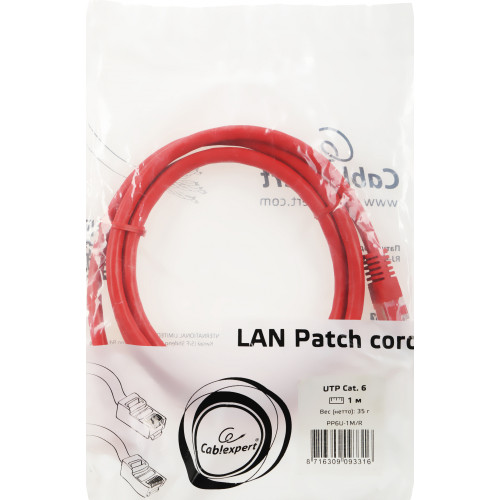 Патч-корд Premier PP6U-1M/R 10000Гбит/с UTP 4 пары cat.6 CCA molded 1м красный RJ-45 (m)-RJ-45 (m)