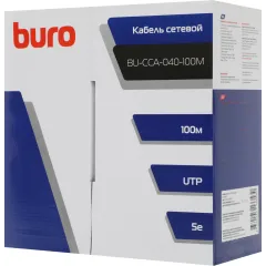 Кабель сетевой Buro BU-CCA-040-100M UTP 4 пары cat.5E solid 0.40мм CCA 100м серый