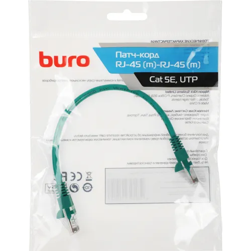 Патч-корд Buro UTP 4 пары cat.5E CCA molded 0.25м зеленый RJ-45 (m)-RJ-45 (m)