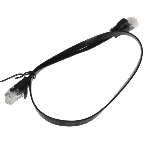 Патч-корд Buro Flat 10Гбит/с UTP 4 пары cat.6 Cu molded 0.5м черный RJ-45 (m)-RJ-45 (m) (BU-C6-FLAT-0.5M-B)