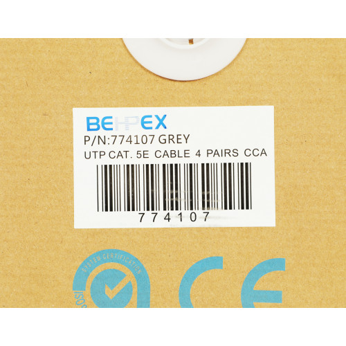 Кабель сетевой UTP 4 пары cat.5E solid 0.40мм CCA 305м серый