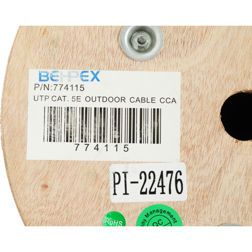 Кабель сетевой UTP 4 пары cat.5E solid 0.50мм CCA 305м черный outdoor