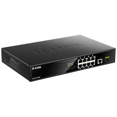 Коммутатор D-Link DGS-1010MP/A1A 9x1Гбит/с 1SFP 8PoE 125W неуправляемый