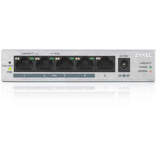 Коммутатор Zyxel GS1005HP-EU0101F (L2) 5x1Гбит/с 4PoE+ 60W неуправляемый