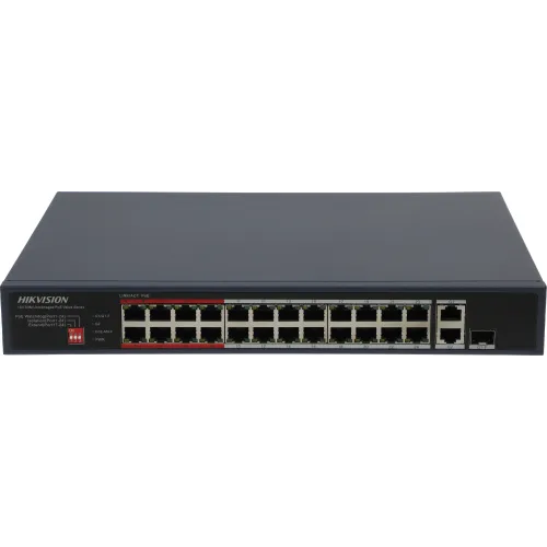 Коммутатор Hikvision DS-3E0326P-E/M(C) (L2) 25x100Мбит/с 1SFP 24PoE 230W неуправляемый