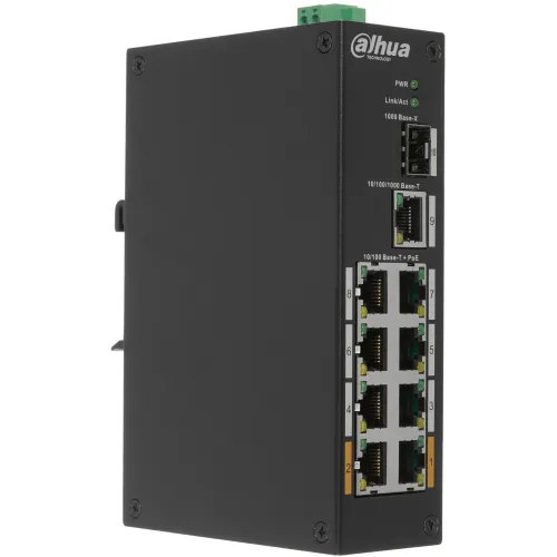 Коммутатор Dahua DH-PFS3110-8ET-96 (L2) 8x100Мбит/с 1x1Гбит/с 1SFP 6PoE+ 2PoE++ 96W неуправляемый