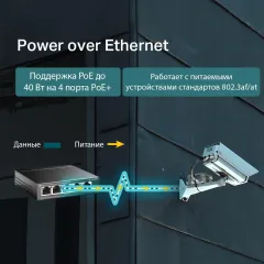 Коммутатор TP-Link TL-SG1005LP (L2) 5x1Гбит/с 4PoE+ 40W неуправляемый