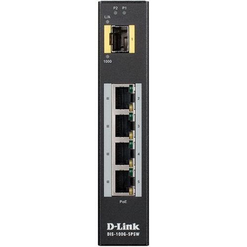Коммутатор D-Link DIS-100G-5PSW/A1A 4x1Гбит/с 1SFP 4PoE+ 120W неуправляемый