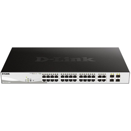 Коммутатор D-Link DGS-1210-28MP/FL1A (L2) 28x1Гбит/с 4xКомбо(1000BASE-T/SFP) 24PoE+ 370W управляемый