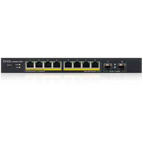 Коммутатор Zyxel GS1900-10HP-EU0102F (L2) 8x1Гбит/с 2SFP 8PoE+ 77W управляемый