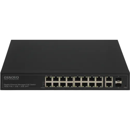 Коммутатор Osnovo SW-8182/L(300W) (L2+) 20x1Гбит/с 2SFP 16PoE 300W управляемый