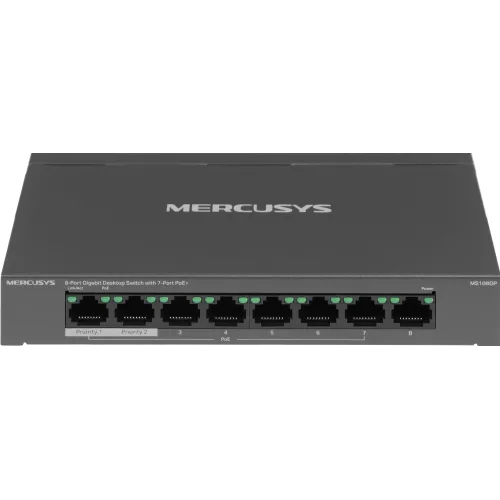 Коммутатор Mercusys MS108GP (L2) 8x1Гбит/с 7PoE+ 65W неуправляемый