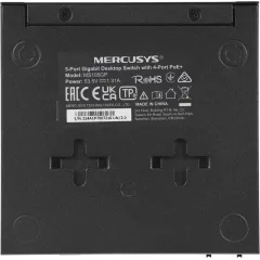 Коммутатор Mercusys MS105GP (L2) 5x1Гбит/с 4PoE+ 65W неуправляемый